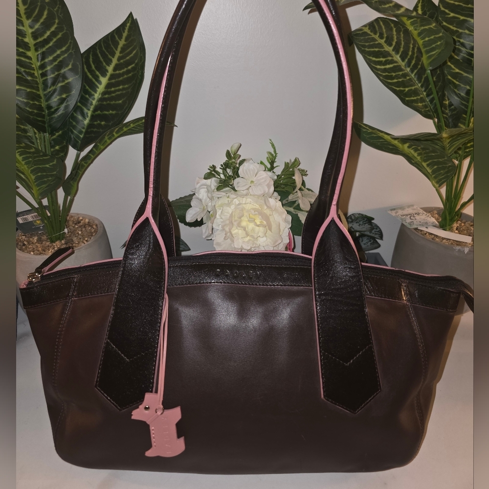 RADLEY LONDON Brown Tote with Pink Accents
